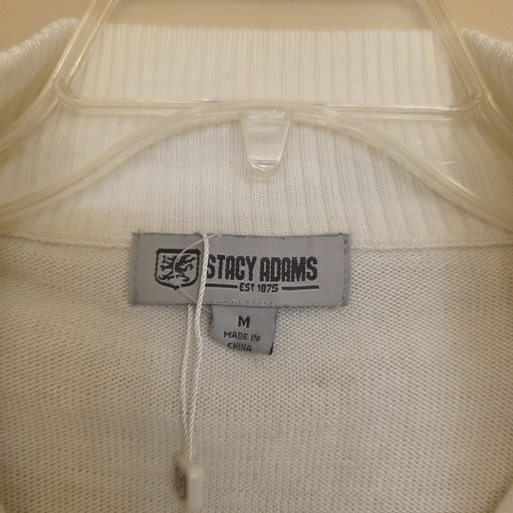 NWT Quarter Zip Mens Size M Stacy Adams knit mock neck sweater geometric plaid - Picture 5 of 7
